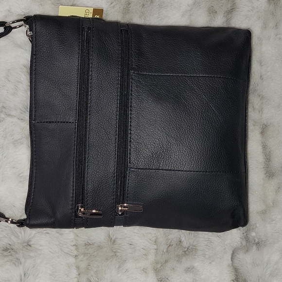 NEW, Black leather large crossbody purse. Lots of room. - Picture 3 of 10
